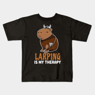 Larping is my therapy cartoon Capybara Viking Kids T-Shirt